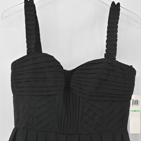 Maggy London Fit Flare Dress Womens Size 8 Black Pleated Party Sweetheart LBD - Picture 8 of 12